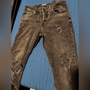 Zara Distressed Black Jeans for Men